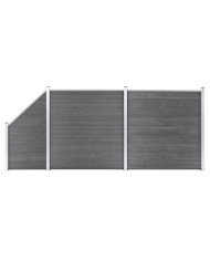 Ensemble de clôture WPC 2 Carré + 1 Incliné 446 x 186 cm Gris | Mobilier & Déco
