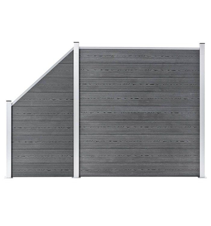 Ensemble de clôture WPC 1 Carré + 1 Incliné 273x186 cm Gris | Mobilier & Déco