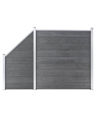 Ensemble de clôture WPC 1 Carré + 1 Incliné 273x186 cm Gris | Mobilier & Déco