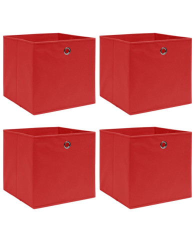 Boîtes de rangement 4 pcs Rouge 32x32x32 cm Tissu | Mobilier & Déco