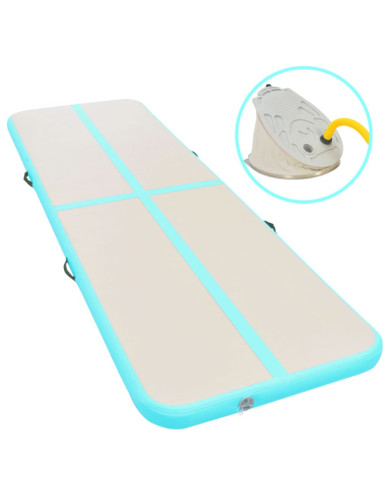 Tapis gonflable de gymnastique avec pompe 600x100x10cm PVC Vert | Mobilier & Déco