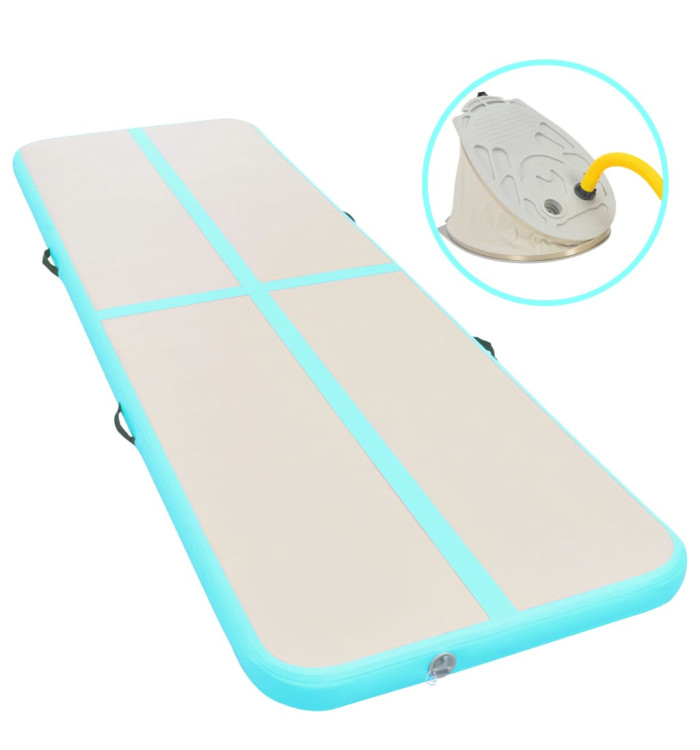 Tapis gonflable de gymnastique avec pompe 600x100x10cm PVC Vert | Mobilier & Déco