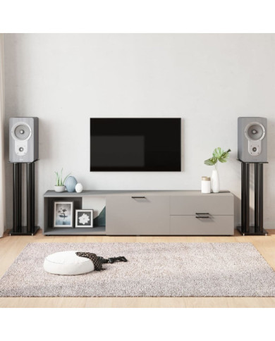 Supports de haut-parleurs 2 pcs noir verre trempé 4 piliers | Mobilier & Déco