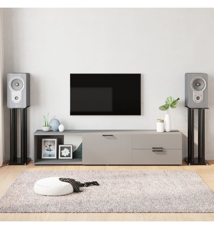 Supports de haut-parleurs 2 pcs noir verre trempé 4 piliers | Mobilier & Déco