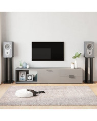 Supports de haut-parleurs 2 pcs noir verre trempé 4 piliers | Mobilier & Déco