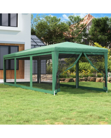 Tente de fête avec 8 parois latérales en maille Vert 3x9 m PEHD | Mobilier & Déco