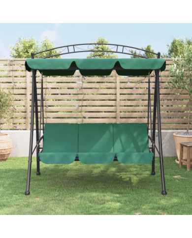 Balancelle de jardin avec auvent vert 198 cm tissu et acier | Mobilier & Déco