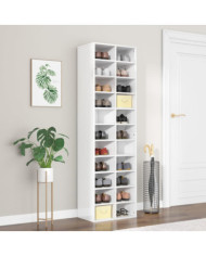 Armoire à chaussures blanc brillant 54x34x183cm bois ingénierie | Mobilier & Déco