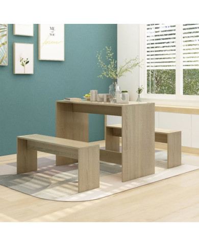Ensemble à manger 3 pcs Chêne sonoma Bois d'ingénierie | Mobilier & Déco