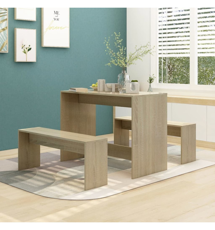 Ensemble à manger 3 pcs Chêne sonoma Bois d'ingénierie | Mobilier & Déco