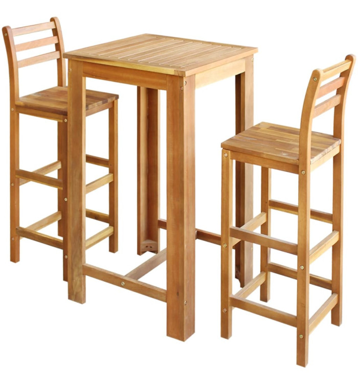 Table et chaises de bar 3 pcs Bois d'acacia massif | Mobilier & Déco