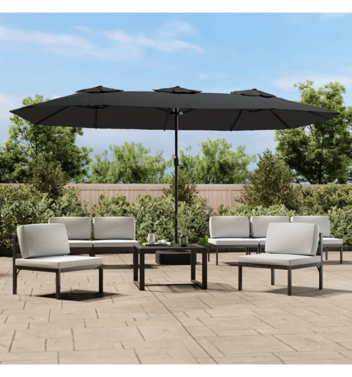 Parasol de jardin à double tête avec LED anthracite 449x245 cm | Mobilier & Déco
