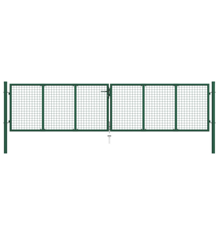 Portail en treillis de jardin acier 390x100 cm vert | Mobilier & Déco