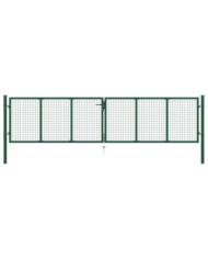 Portail en treillis de jardin acier 390x100 cm vert | Mobilier & Déco