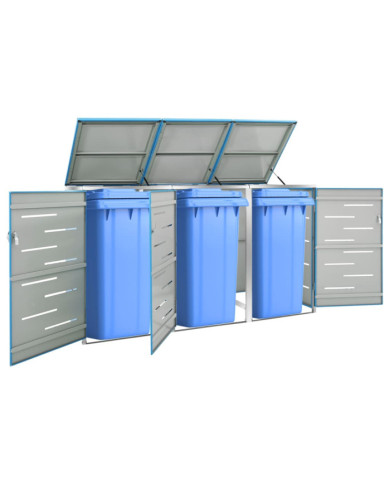 Abri pour trois poubelles 207x77,5x112,5 cm Inox | Mobilier & Déco