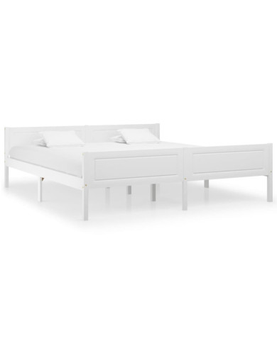 Cadre de lit sans matelas bois massif de pin blanc 180x200 cm | Mobilier & Déco