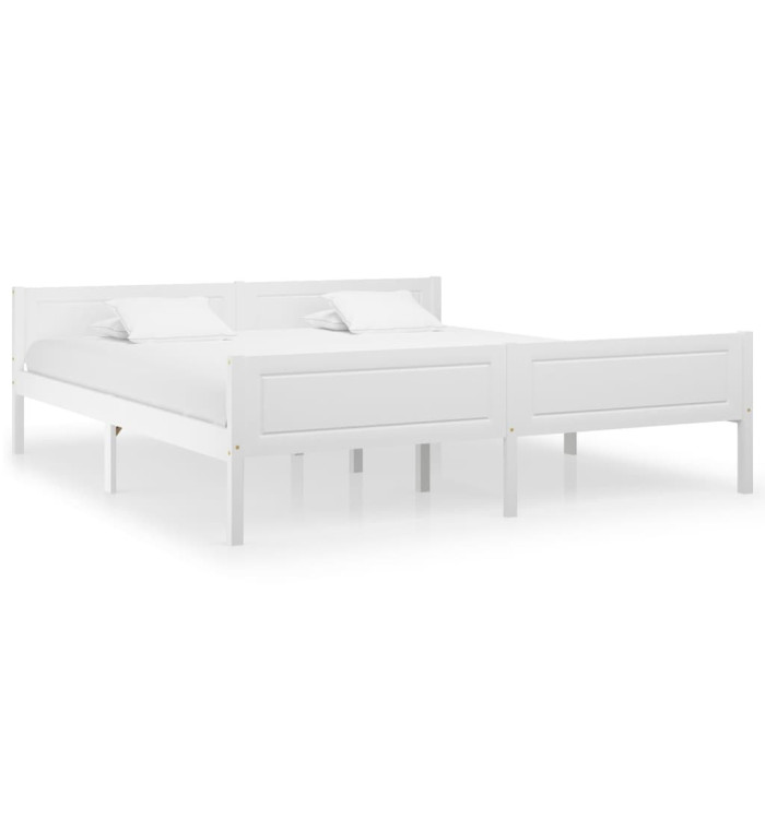 Cadre de lit sans matelas bois massif de pin blanc 180x200 cm | Mobilier & Déco