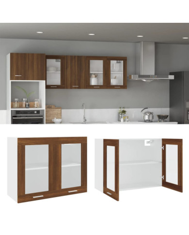 Armoire en verre suspendue "Lyon" Chêne marron | Mobilier & Déco