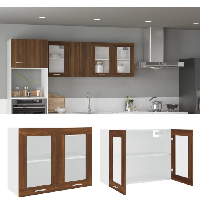 Armoire en verre suspendue "Lyon" Chêne marron | Mobilier & Déco