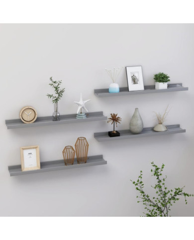 Étagères murales 4 pcs Gris 60x9x3 cm | Mobilier & Déco
