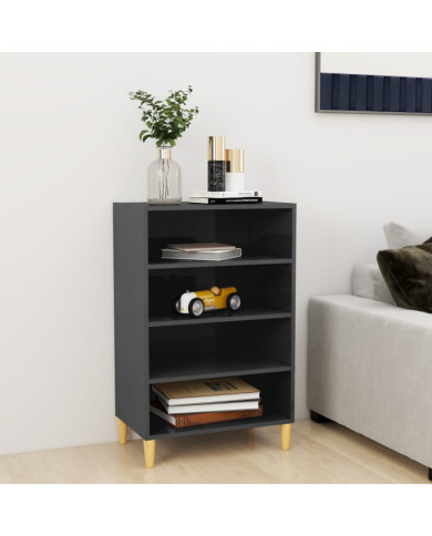 Buffet gris brillant 57x35x90 cm bois d'ingénierie | Mobilier & Déco
