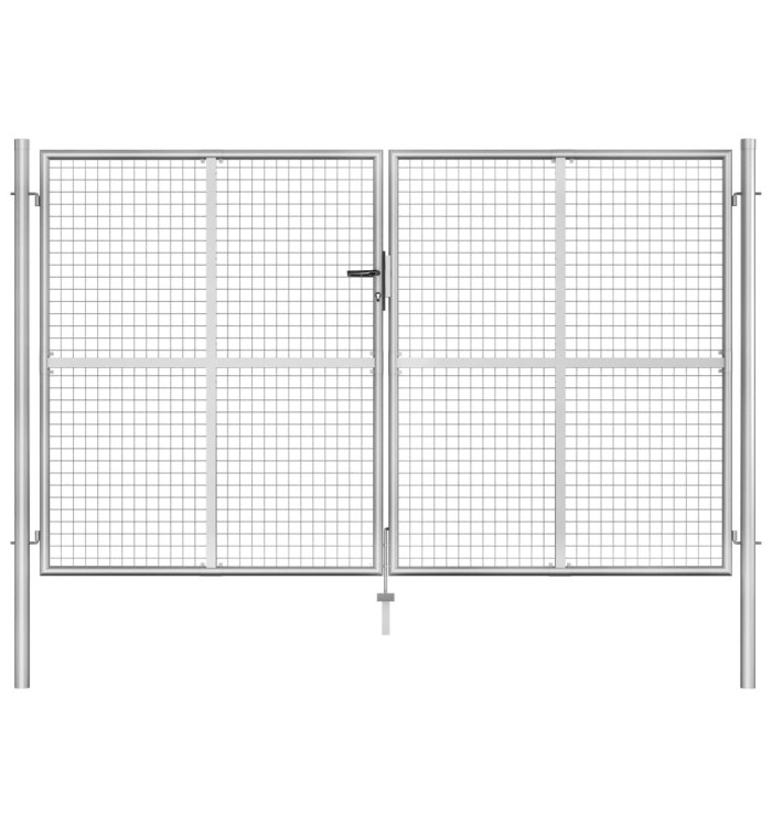 Porte de jardin Acier galvanisé 306x200 cm Argenté | Mobilier & Déco