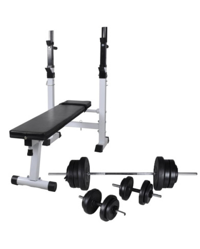 Banc d'entraînement et support de poids jeu d'haltères 60,5 kg | Mobilier & Déco