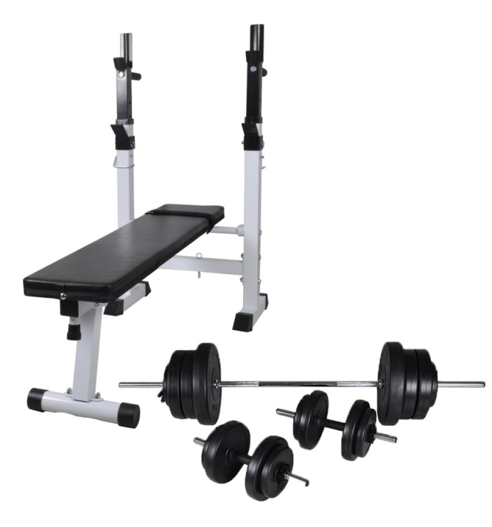 Banc d'entraînement et support de poids jeu d'haltères 60,5 kg | Mobilier & Déco