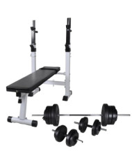 Banc d'entraînement et support de poids jeu d'haltères 60,5 kg | Mobilier & Déco