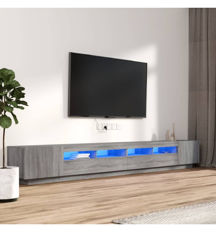 Ensemble de meubles TV avec lumières LED 3 pcs Sonoma gris | Mobilier & Déco
