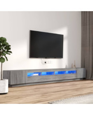 Ensemble de meubles TV avec lumières LED 3 pcs Sonoma gris | Mobilier & Déco