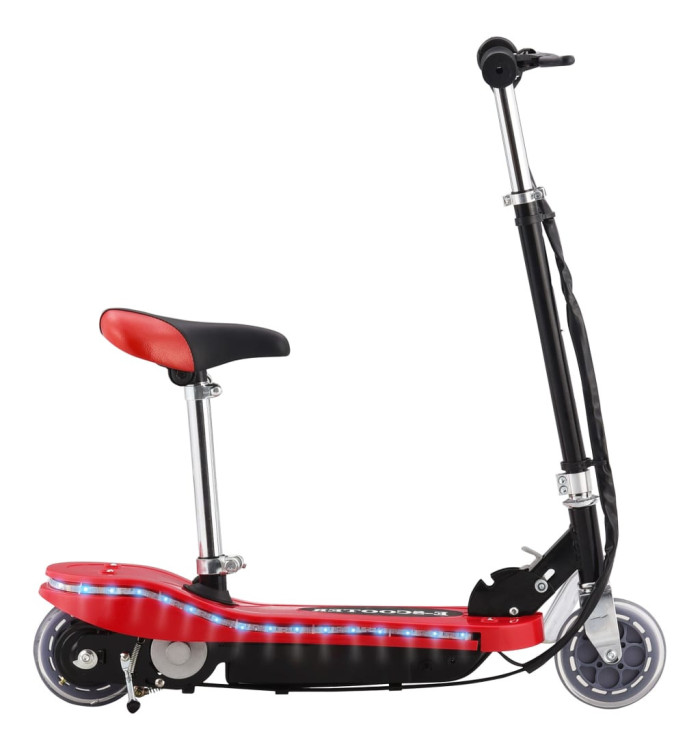 Trottinette pour enfants avec selle et LED 120 W rouge | Mobilier & Déco