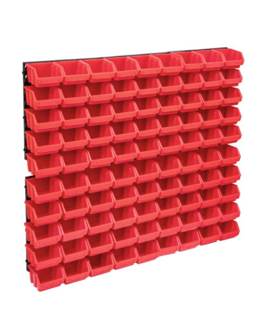 Kit de bacs de stockage et panneaux muraux 96 pcs Rouge et noir | Mobilier & Déco