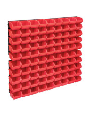 Kit de bacs de stockage et panneaux muraux 96 pcs Rouge et noir | Mobilier & Déco