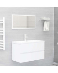Ensemble de meubles salle de bain 2 pcs blanc bois d'ingénierie | Mobilier & Déco