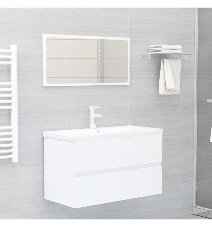 Meubles de salle de bain blanc bois d'ingénierie | Mobilier & Déco
