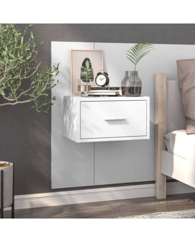 Table de chevet murale Blanc brillant | Mobilier & Déco