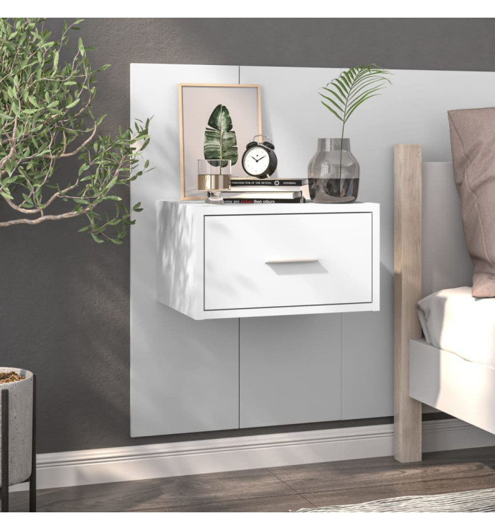 Table de chevet murale Blanc brillant | Mobilier & Déco