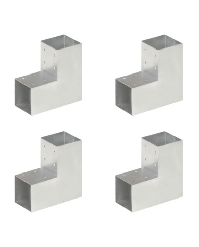 Connecteurs de poteau 4 pcs Forme en L Métal galvanisé 91x91 mm | Mobilier & Déco