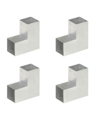 Connecteurs de poteau 4 pcs Forme en L Métal galvanisé 91x91 mm | Mobilier & Déco