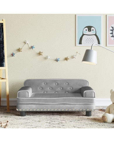 Canapé pour enfants gris clair 70x45x30 cm velours | Mobilier & Déco