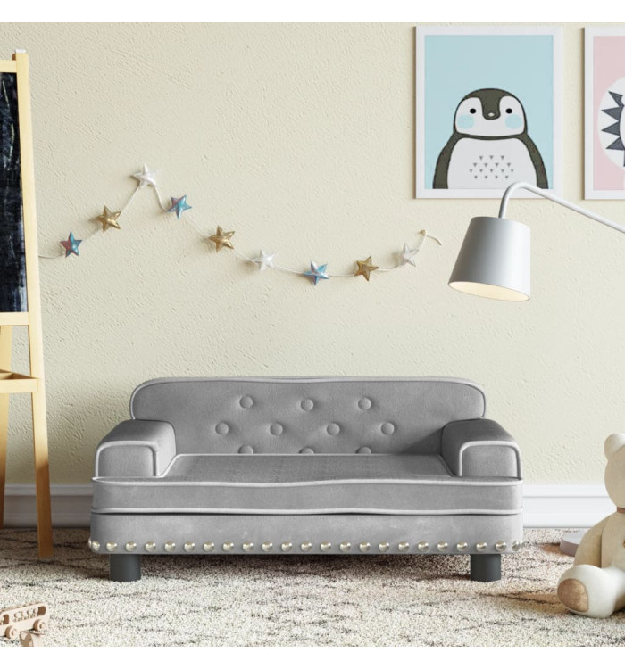 Canapé pour enfants gris clair 70x45x30 cm velours | Mobilier & Déco