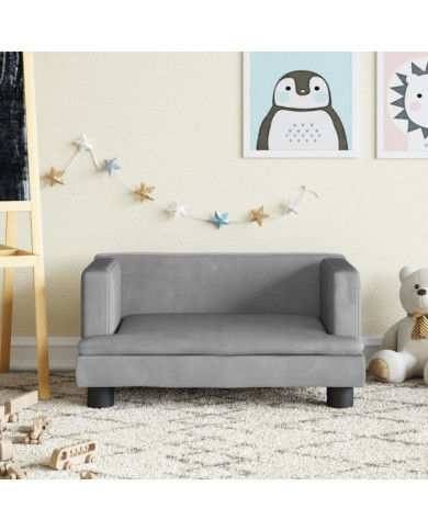 Canapé pour enfants gris clair 60x40x30 cm velours | Mobilier & Déco