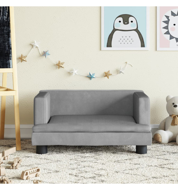 Canapé pour enfants gris clair 60x40x30 cm velours | Mobilier & Déco