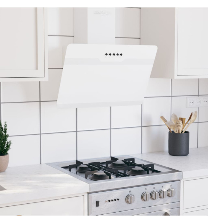 Hotte murale 60 cm Acier et verre trempé Blanc | Mobilier & Déco
