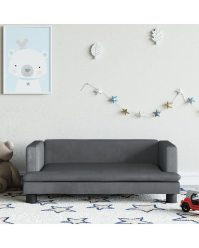 Canapé pour enfants gris foncé 80x45x30 cm velours | Mobilier & Déco