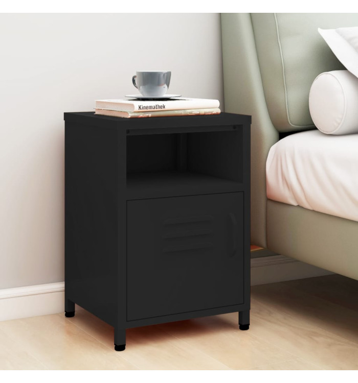 Table de chevet Noir 35x35x51 cm Acier | Mobilier & Déco