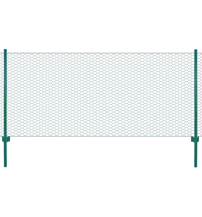 Clôture en grillage métallique avec poteaux Acier 25x0,75m Vert | Mobilier & Déco