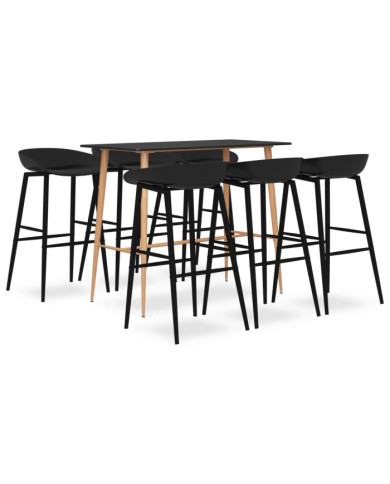 Ensemble de bar 7 pcs Noir | Mobilier & Déco