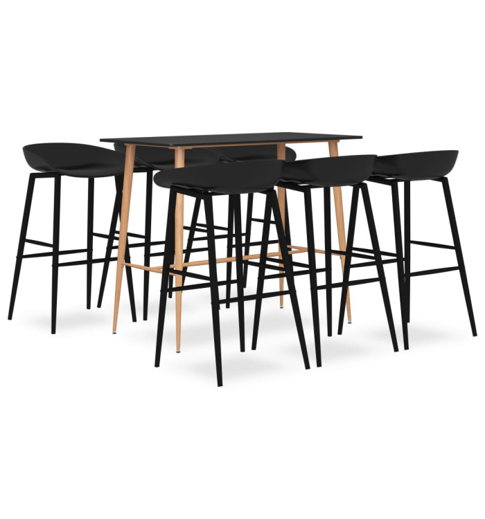 Ensemble de bar 7 pcs Noir | Mobilier & Déco